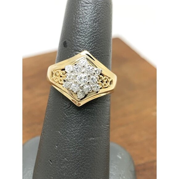 Cocktail Ring Diamond 14k Yellow Gold Cluster 0.35ctw Estate Women's Siz… - Picture 7 of 16